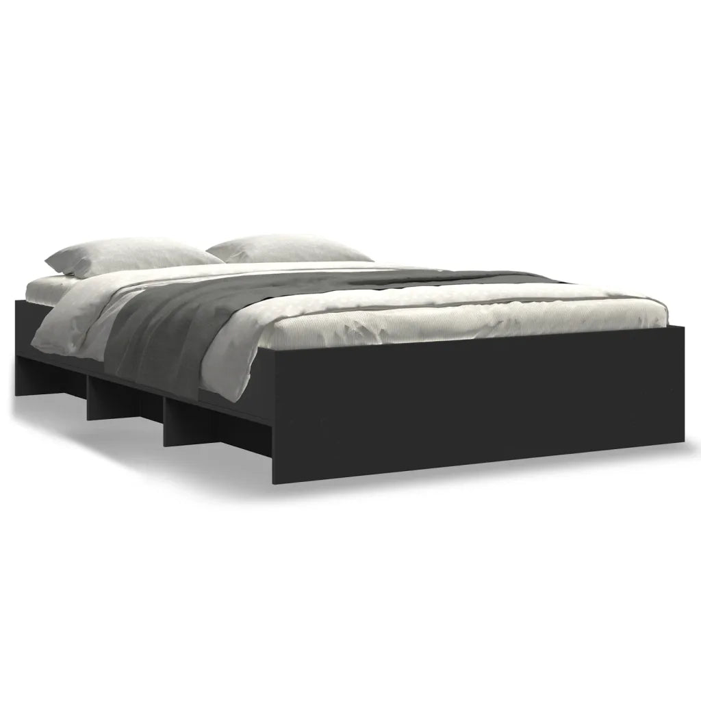 Letto matrimoniale | Letto per adulti | Giroletto Nero 135x190 cm in Legno Multistrato