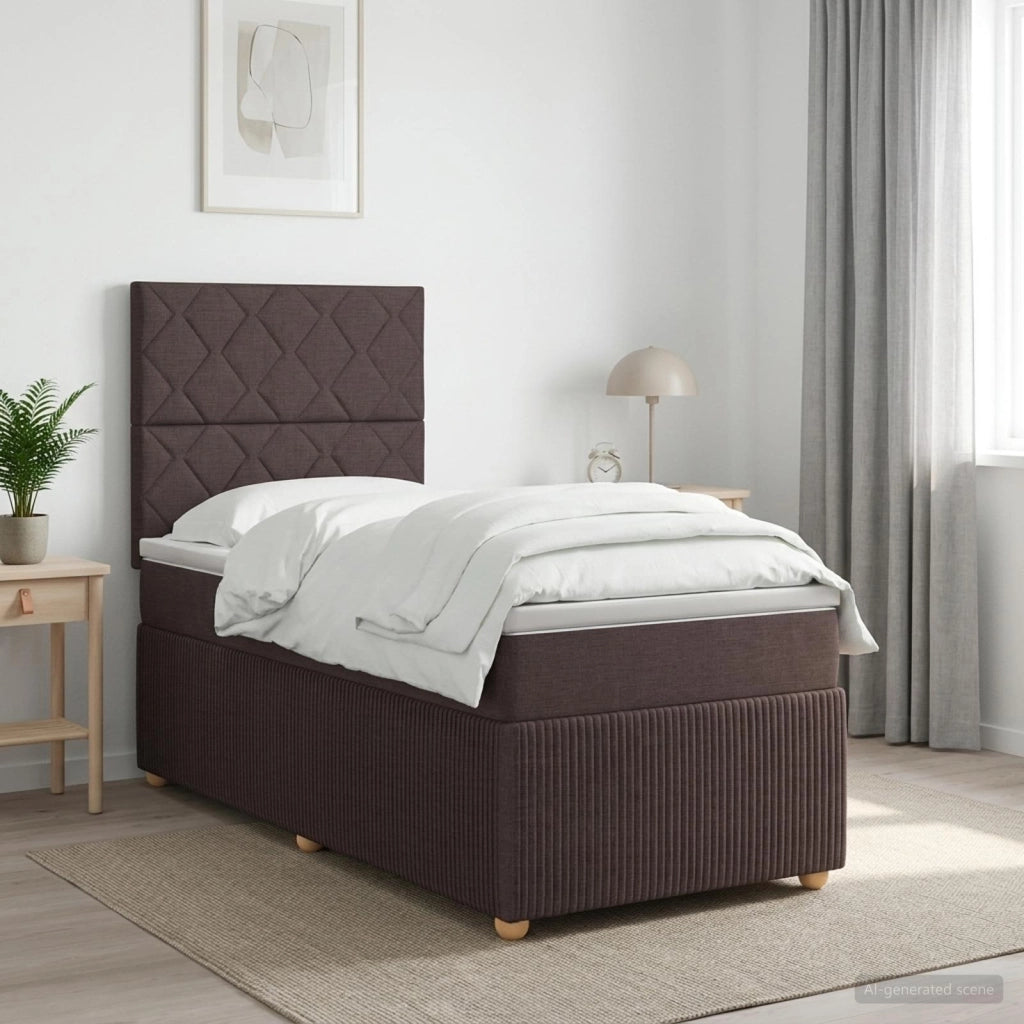 Letto box spring con materasso Marrone Scuro 80 x 200 cm 3454273