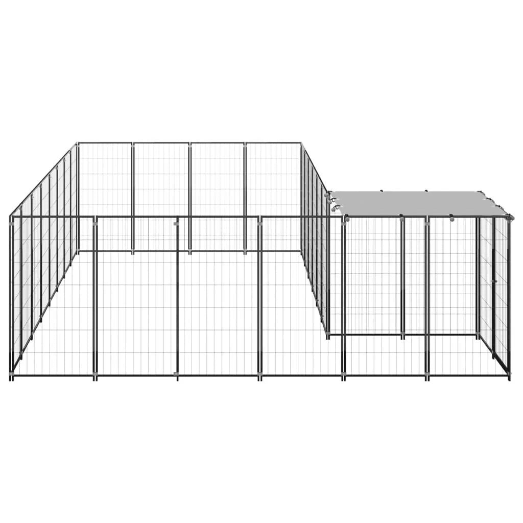 Recinto per animali da esterno per cani 10,89 m² acciaio nero 02_0000487