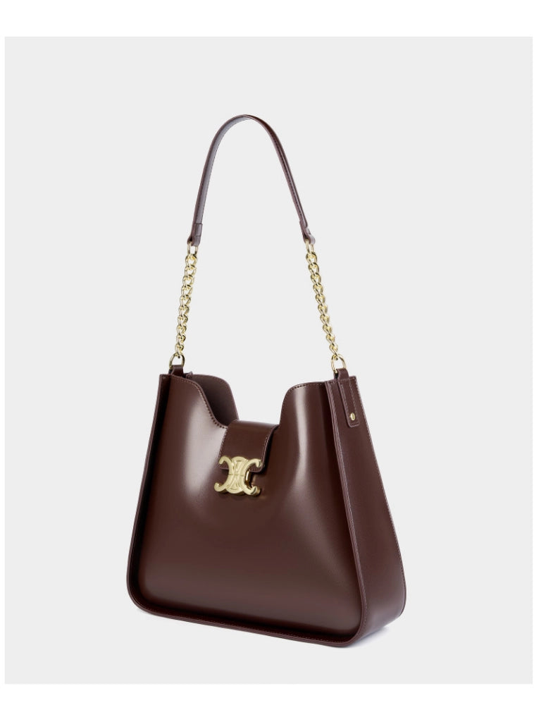 Borsa a mano da donna in vera pelle, borsa a tracolla marrone
