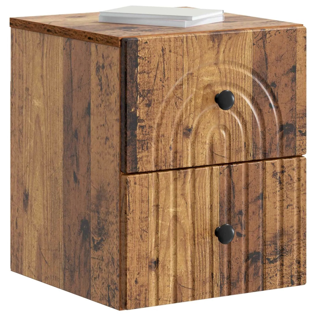Mobiletto da notte a muro 2 pcs Legno antico 33 x 34,5 x 40 cm
