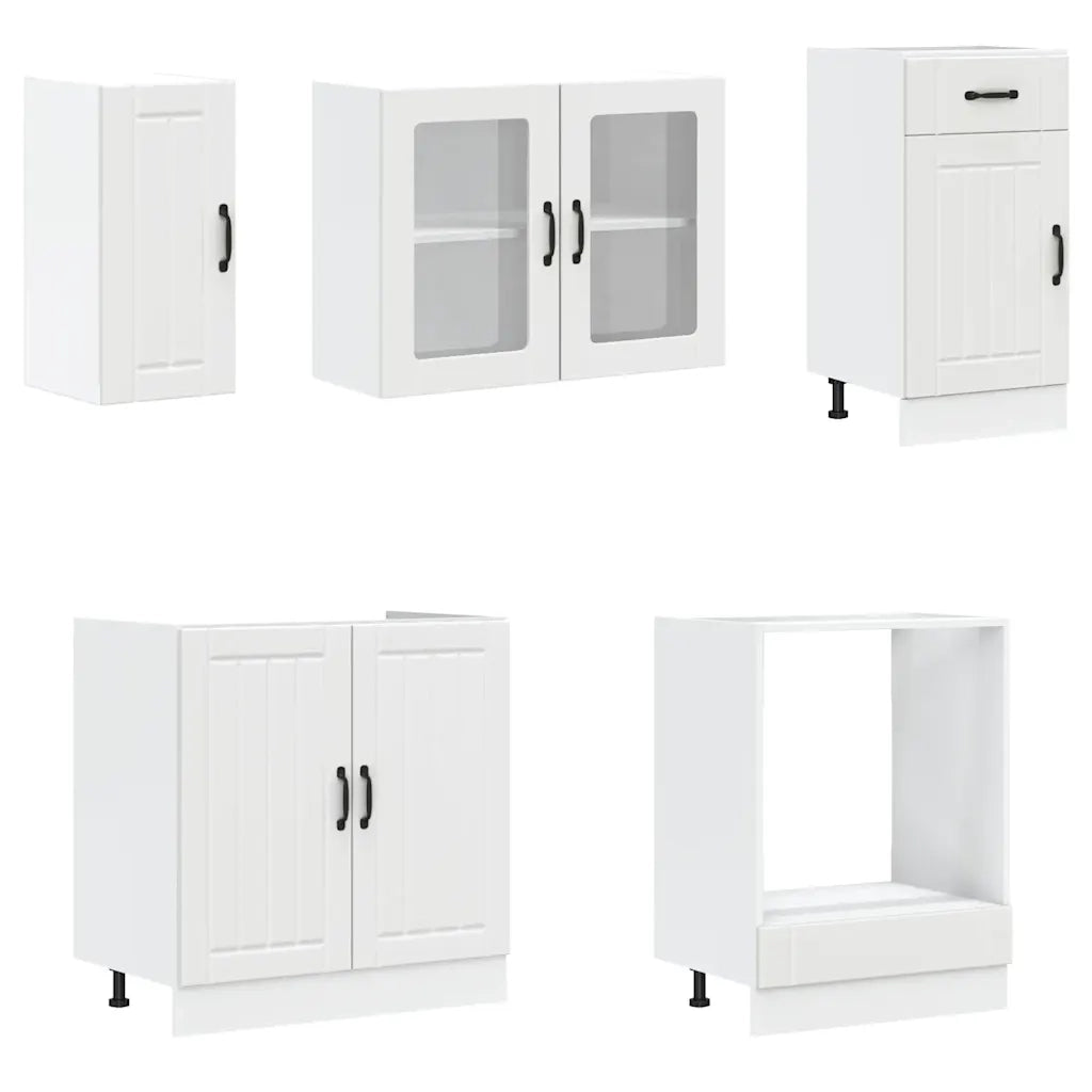 Set Mobili da Cucina 8 pz Lucca Bianco Legno Multistrato 3314801