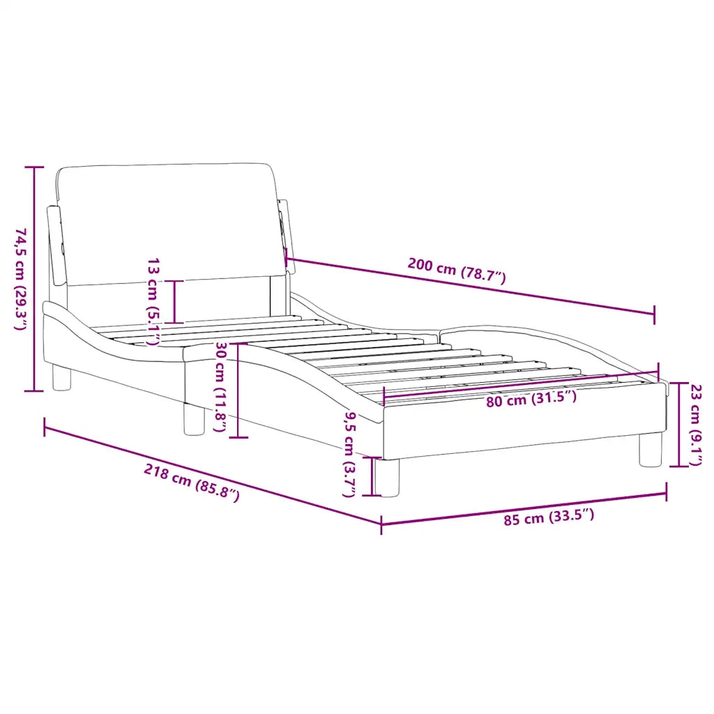Giroletto-Struttura Letto Dover Cappuccino 80x200 cm in Similpelle