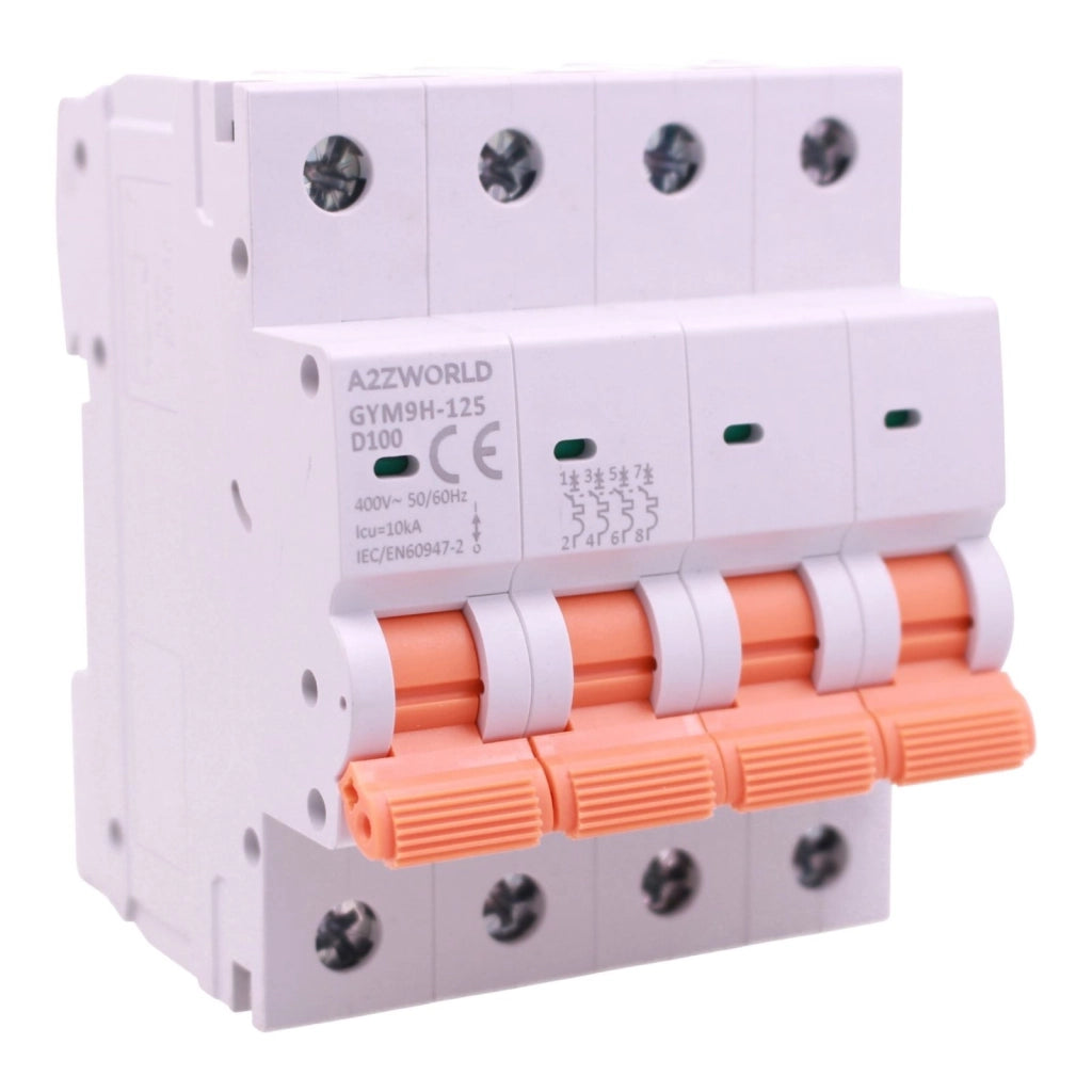 MCB Interruttore Magnetotermico Trifase 380V Curva D 4P 4M 10000A AC 400V IP20 GYM9H-125, Disponibili 80A 100A 125A (C100A)