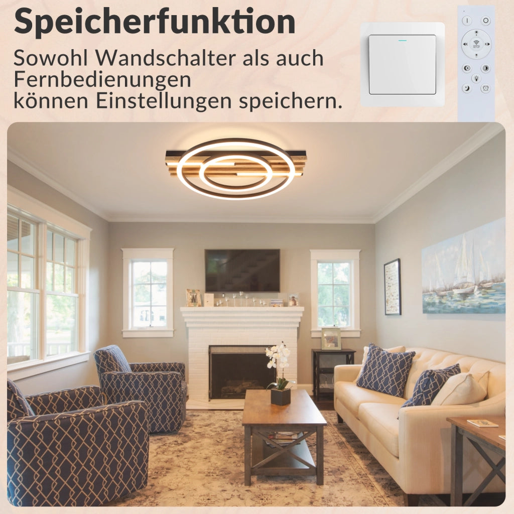 ZMH Plafoniera LED moderna 34W 38cm con 2 anelli e telecomando ideale per soggiorno camera da letto cucina