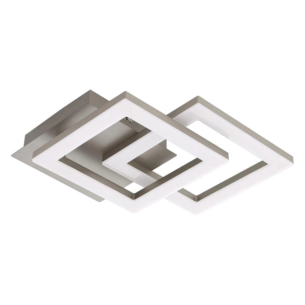 Plafoniera a Led con 2 Quadrati Moderni Nickel Huerta Eglo