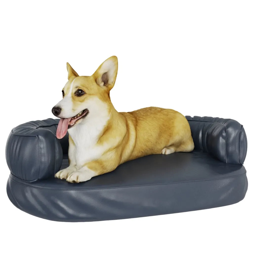 Letto per Cani con Gommapiuma Blu Scuro 60x42 cm in Similpelle 171313