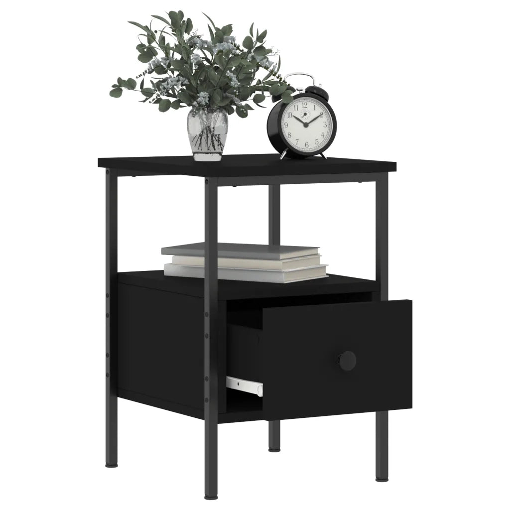 Comodino Nero 34x36x50 cm in Legno Multistrato 826043