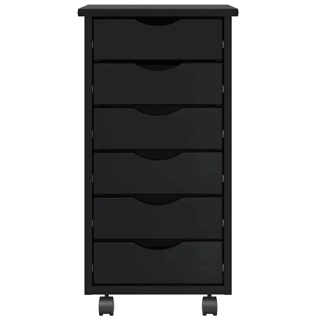 Moderno mobiletto con cassetti 34 x 39 x 65,5 cm grande capacità organizzazione ufficio in legno nero 02_0057652
