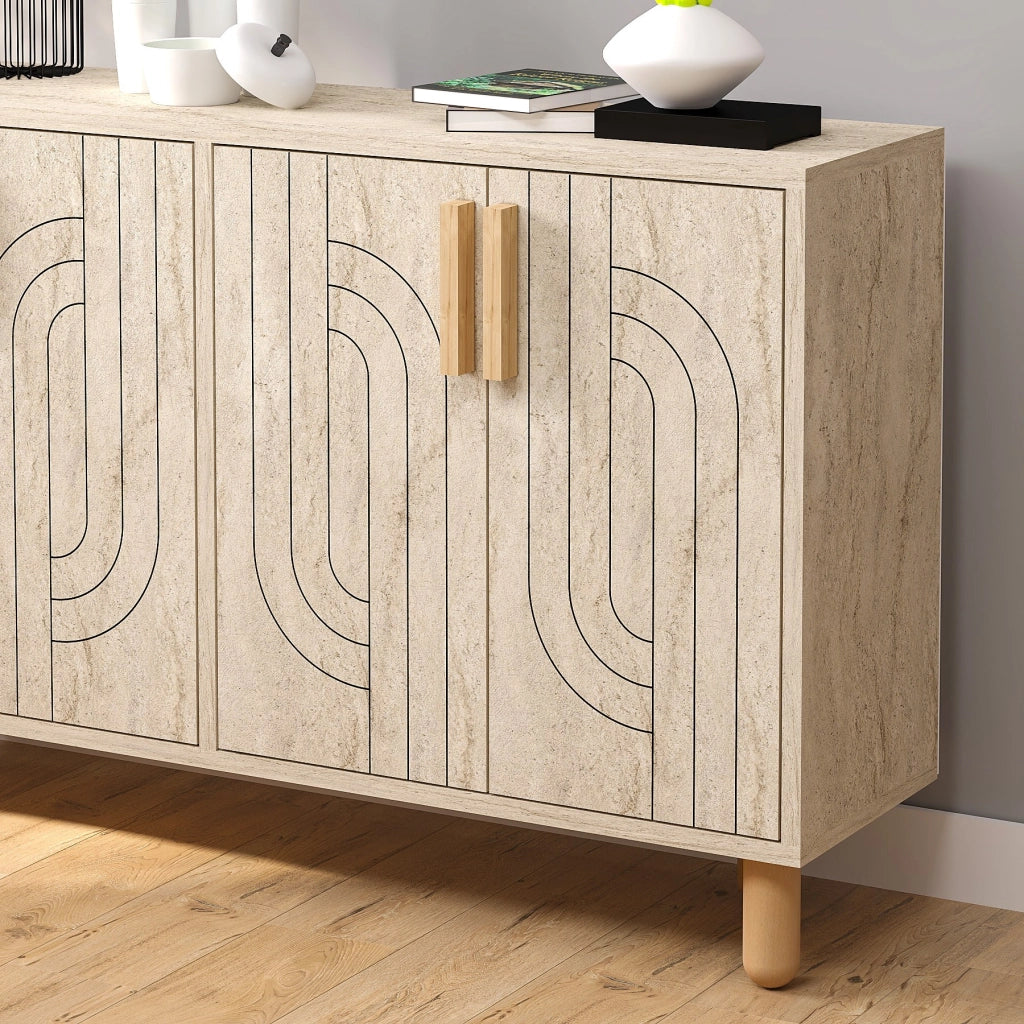 Credenza in legno "Rodney" - 120 x 30 x 74 cm - Travertino