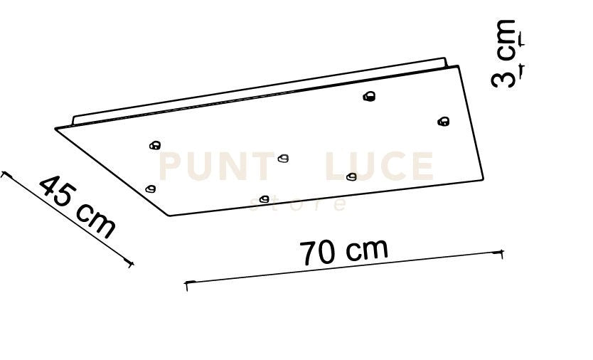 BASE-7RE N LED Base rettangolare l.70cm nero opaco led incluso 7 luci