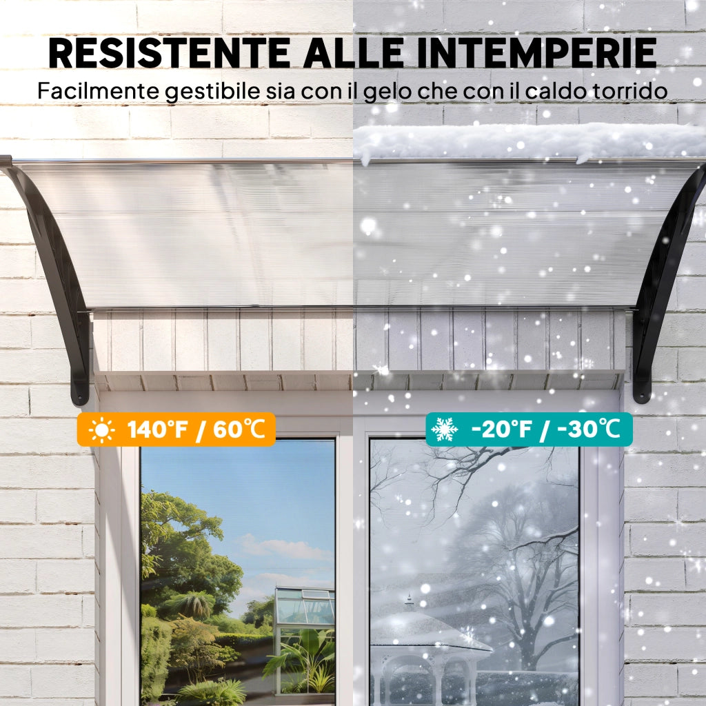 Tenda da sole curva ¨C zephmum ¨C policarbonato alluminio grigio 90x150x25 cm