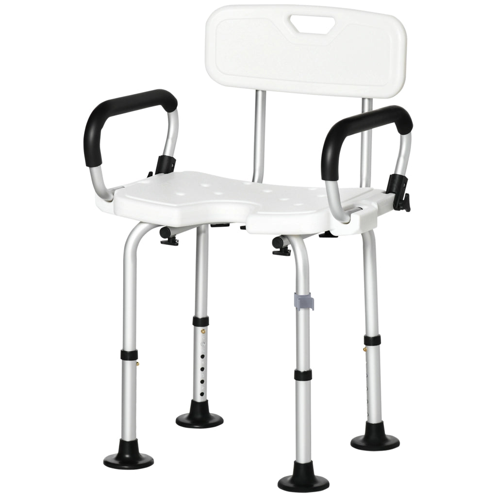 Sedia da Doccia Imbottita a U per Anziani e Disabili ¨C Xylo ¨C Bianco 54x52x70-82cm