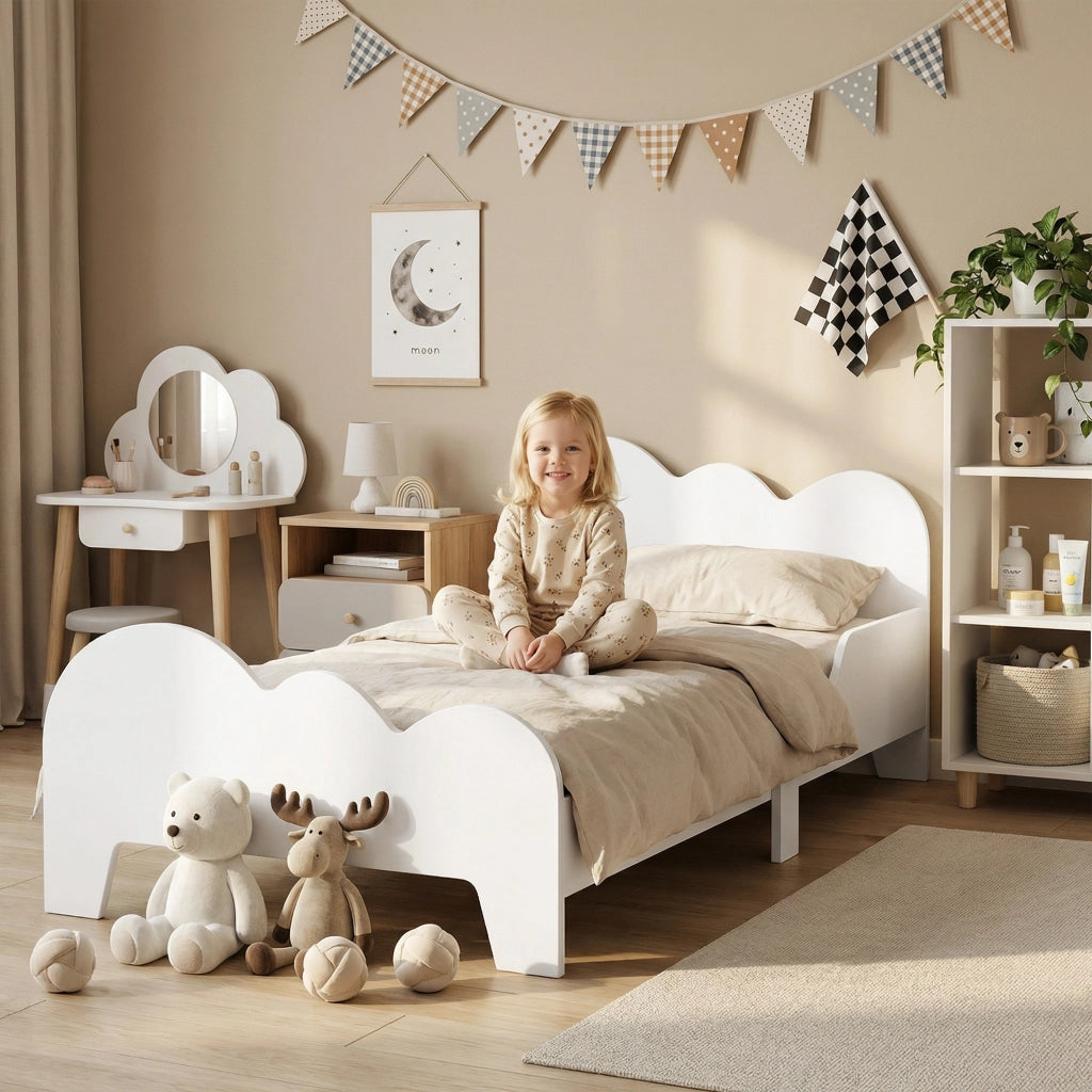 Letto Singolo per Bambini con Barandilla ¨C Zephmum ¨C Bianco 140x70 cm