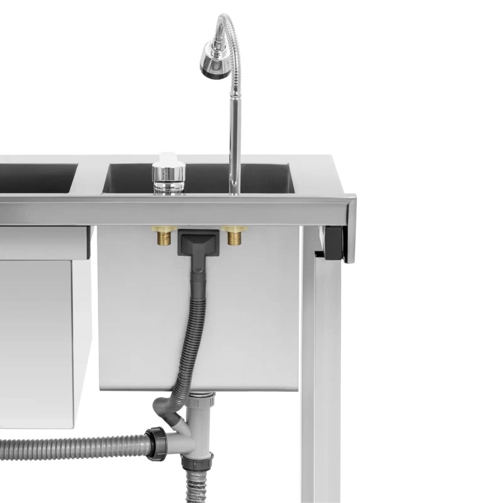 Stazione cocktail con vaschetta per il ghiaccio e portabottiglie 66 x 106 x 136 cm acciaio inox 14_0009946