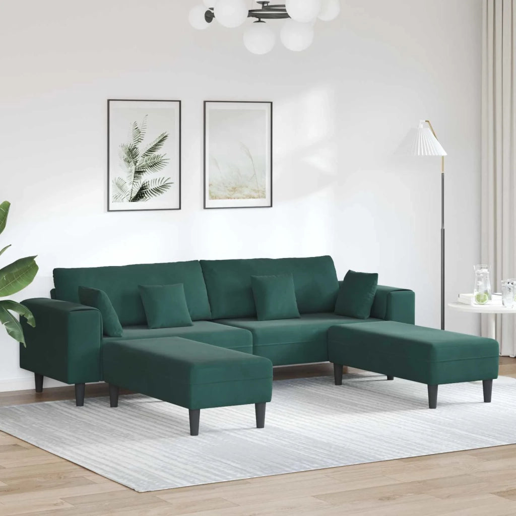 Divano 3 pcs Verde Scuro 250 x 188 x 76 cm Velluto 3335174