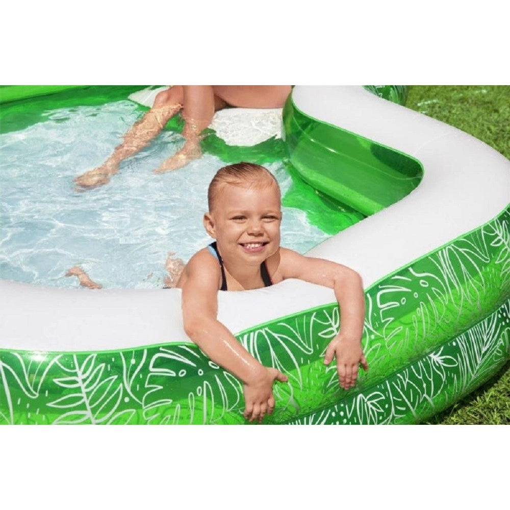 Trade Shop - Piscina Gonfiabile Per Famiglie Con Sedile Tropical Paradise 231x231x51 Cm 54336 -