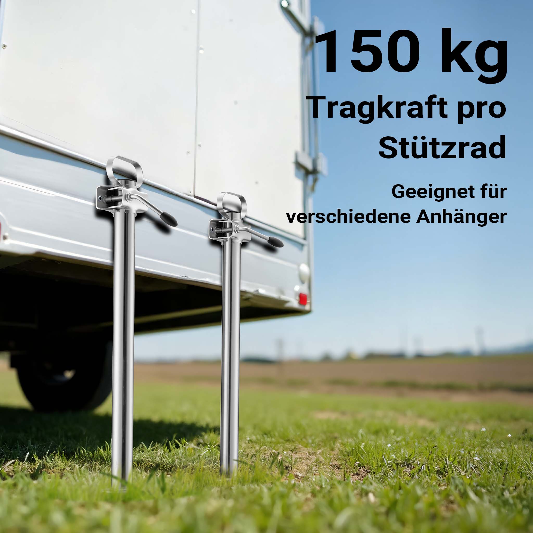 Set per rimorchio con servotimone a ruota, piedi stabilizzatori e cunei 10 pezzi max 362 kg