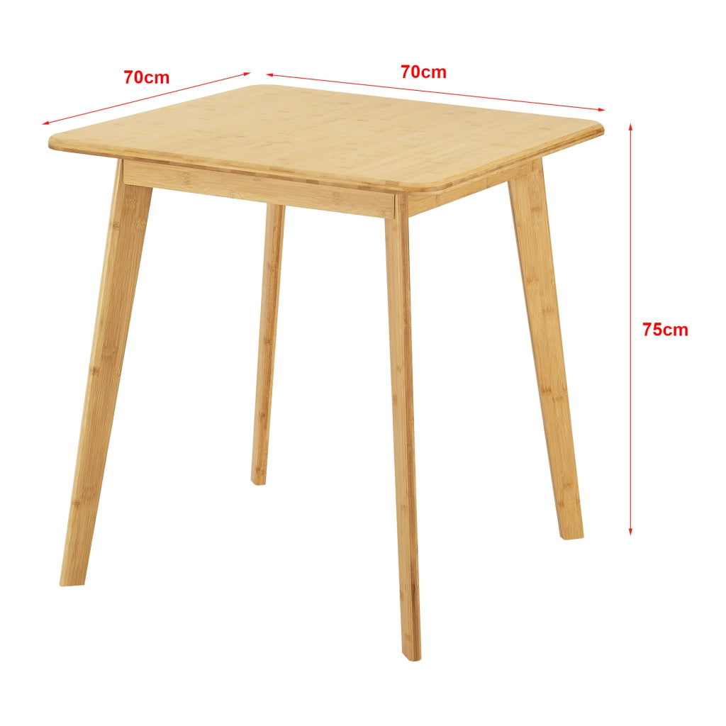 Tavolo da Sala Pranzo 'Närpes' con Piano Quadrato a 2 Posti di Seduta - Bambù - color Naturale [en.casa]