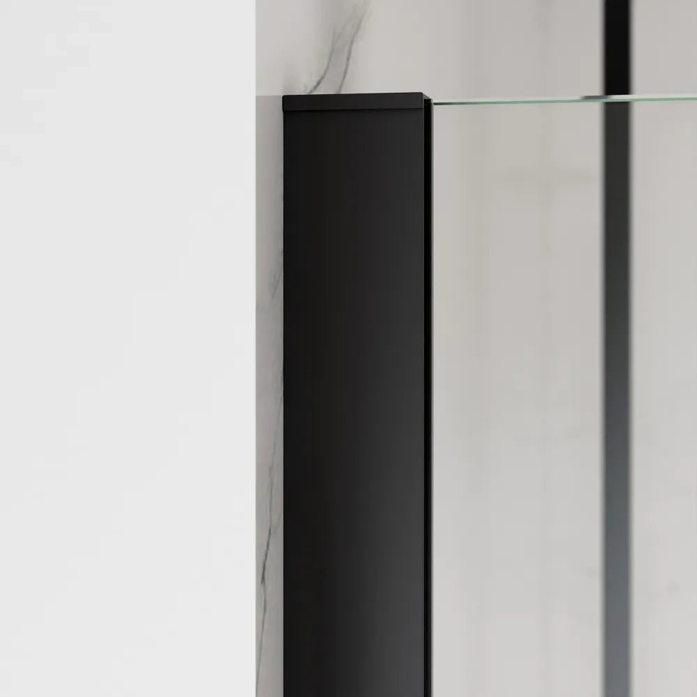 Doccia walk-in 80cm + anta 40cm vetro 8mm trasparente profili neri | Keros