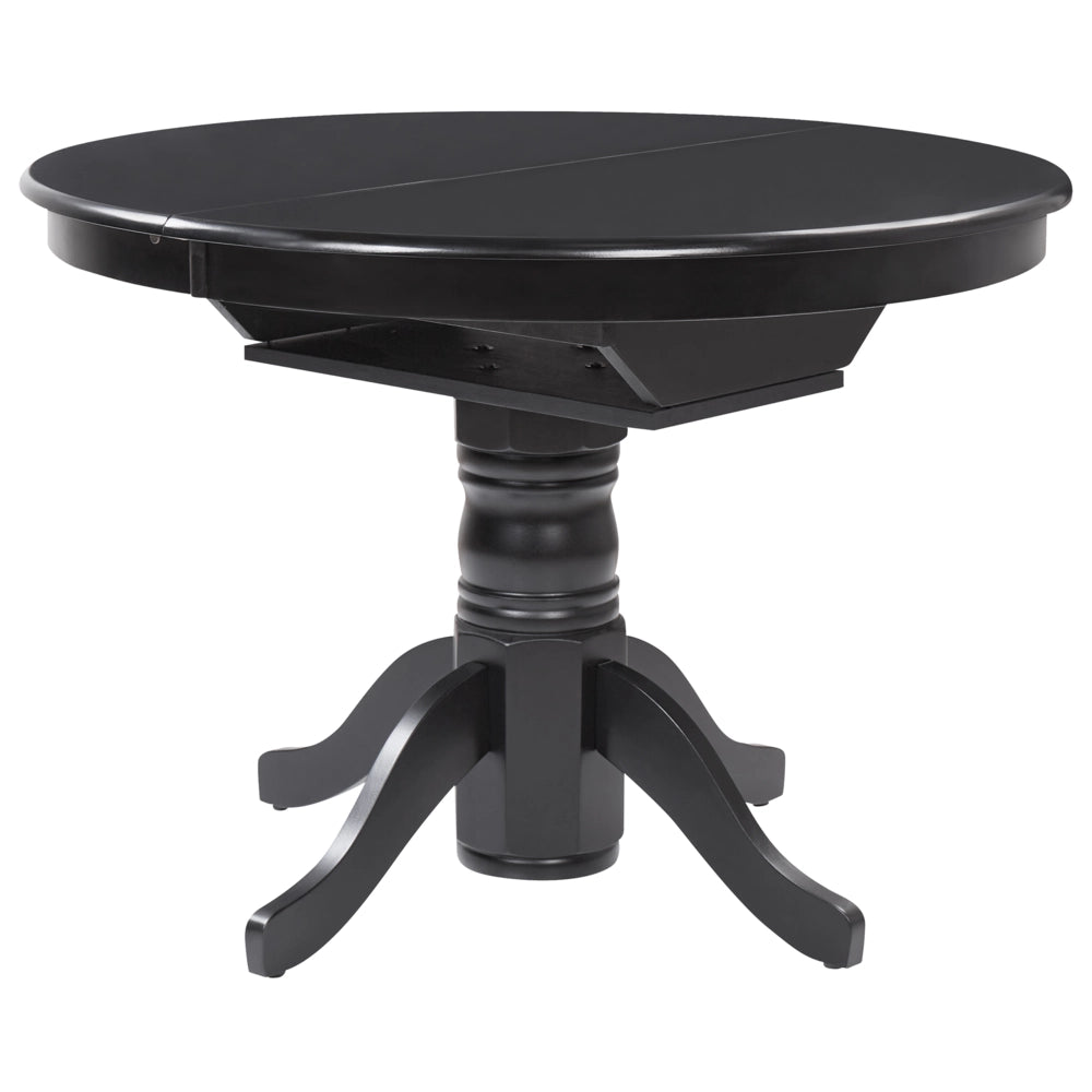 Tavolo da pranzo allungabile in legno con piedistallo nero 106/150 x 106 cm stile vintage retrò