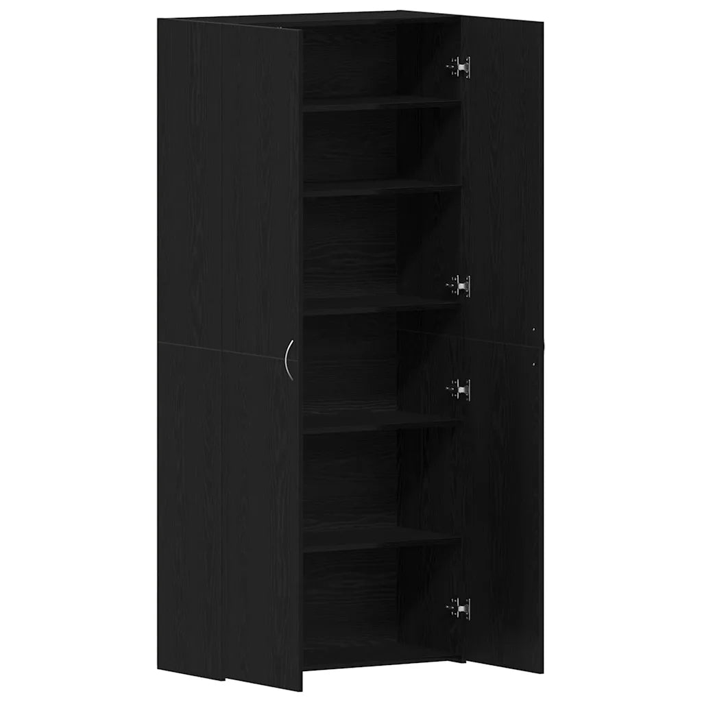 Mobile per scarpe-Scarpiera Nero 80 x 35.5 x 180 cm Legno multistrato 843875