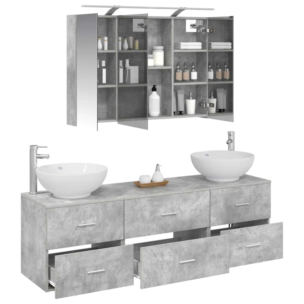 Set di mobili per il bagno 4 pcs Grigio Cemento 3406938
