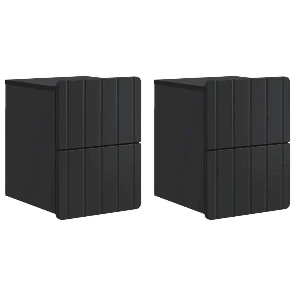 Set di 2 Comodini | Armadio da Notte | Mobiletto da notte a muro Nero 33 x 34,5 x 43 cm
