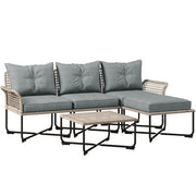 Set Giardino 5 Pezzi in Rattan con Sedie e Tavolini ¨C zephmum ¨C Grigio