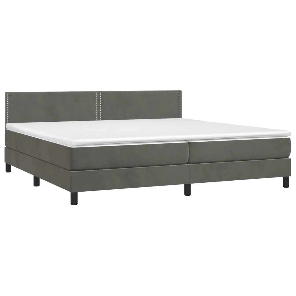 Giroletto a Molle con Materasso Grigio Scuro 200x200 cm Velluto 3141264