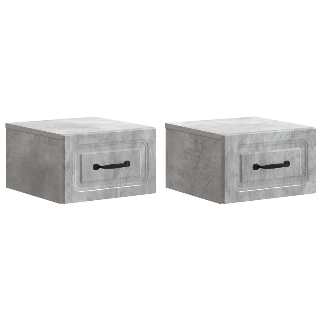 Mobiletto da notte a muro con cassetto 2 pcs Grigio Cemento