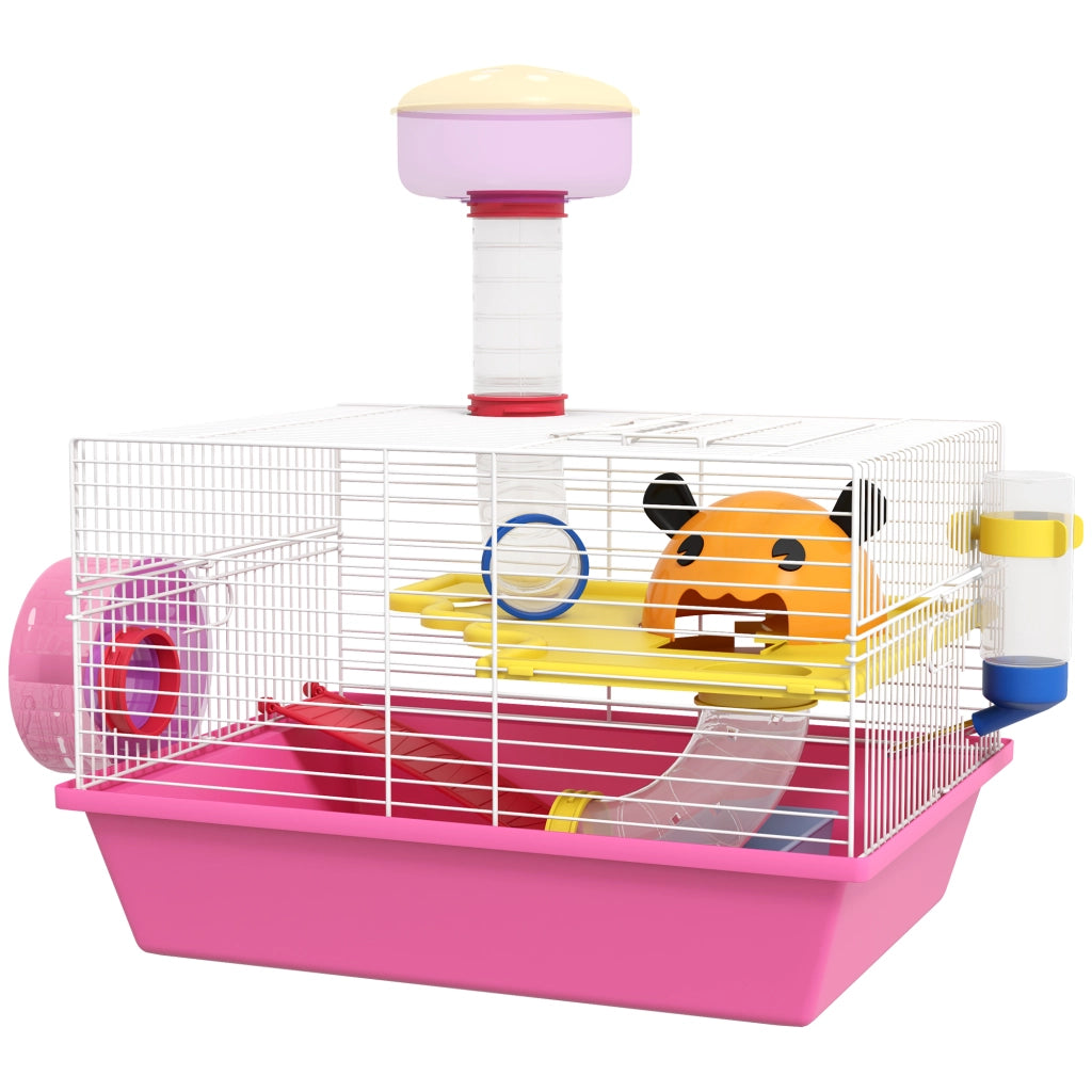 Gabbia per Criceti con Torre Osservazione e Ruota ¨C Zephmum ¨C Rosa 34x27x25 cm