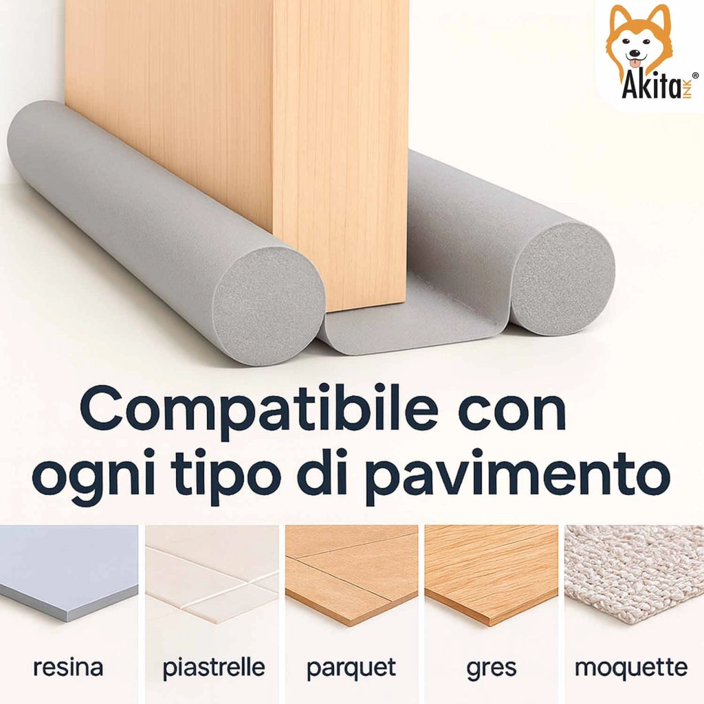 Akitaink 2 Paraspifferi Porta Doppia 90 cm Grigio