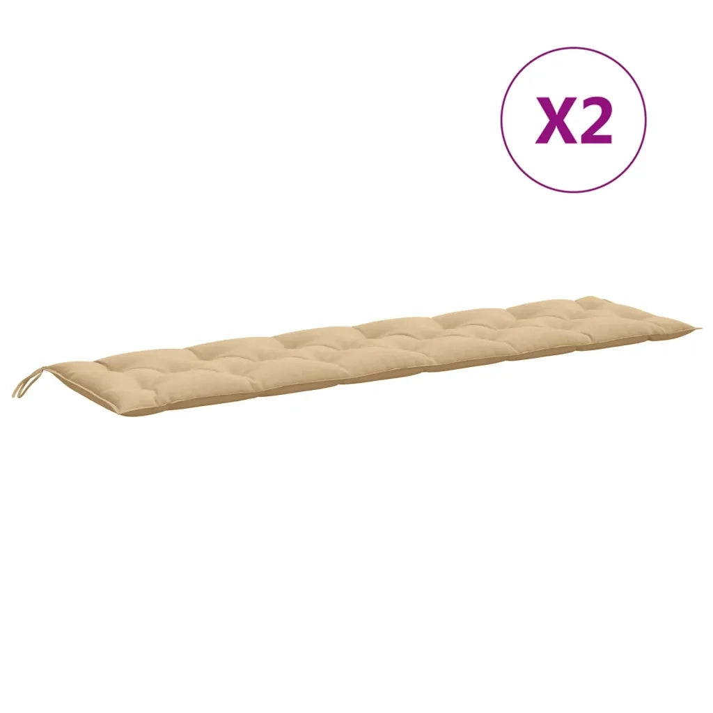 Cuscini Panca Giardino 2pz Beige MÃ©lange 200x50x7 cm Tessuto