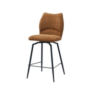 Sedia da banco girevole CROFT – Tessuto marrone ruggine – Gambe in metallo nero – Altezza 103 cm – Stile design/industriale