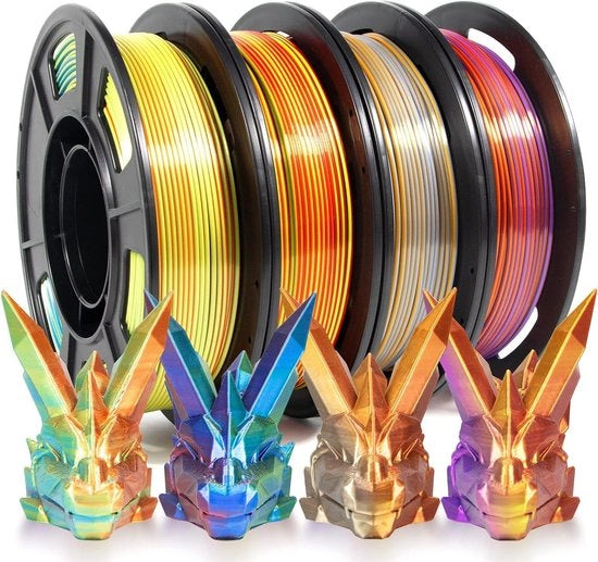 Set di filamento PLA per stampa 3D a colori arcobaleno, 4 x 250g - Tolleranza dimensionale +/- 0.02mm