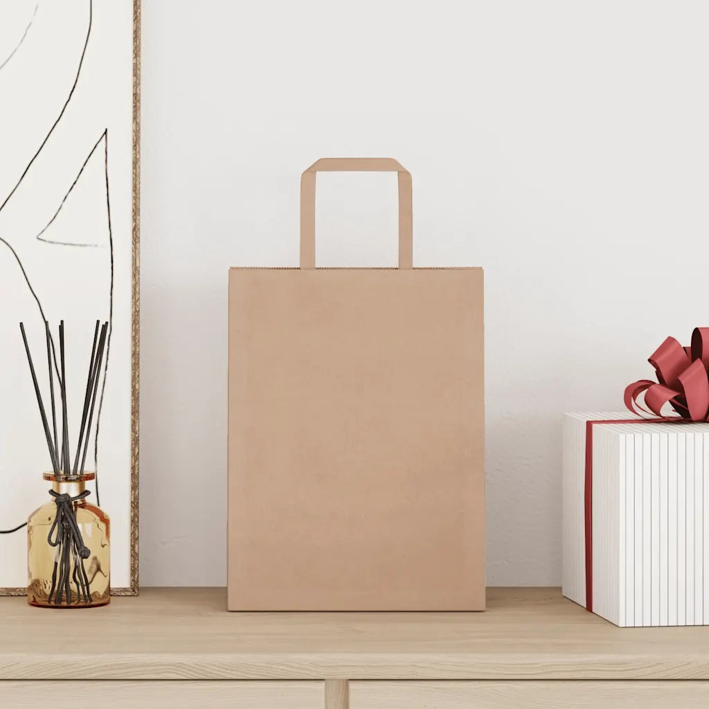 vidaXL Sacchetti di Carta 250 pz con Manici Marrone 21x11x28 cm