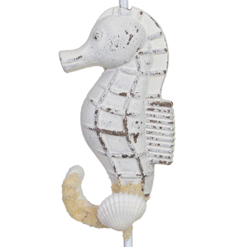 Percha de pared caballito de mar de madera blanco 5x4x17h cm