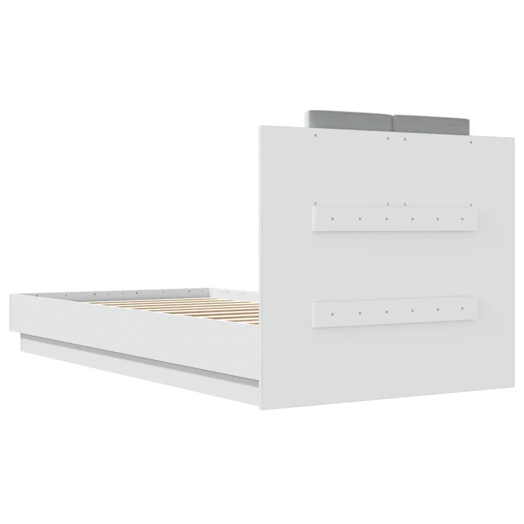 Letto singolo | Letto per adulti | Giroletto con Testiera e LED Bianco 90x190 cm