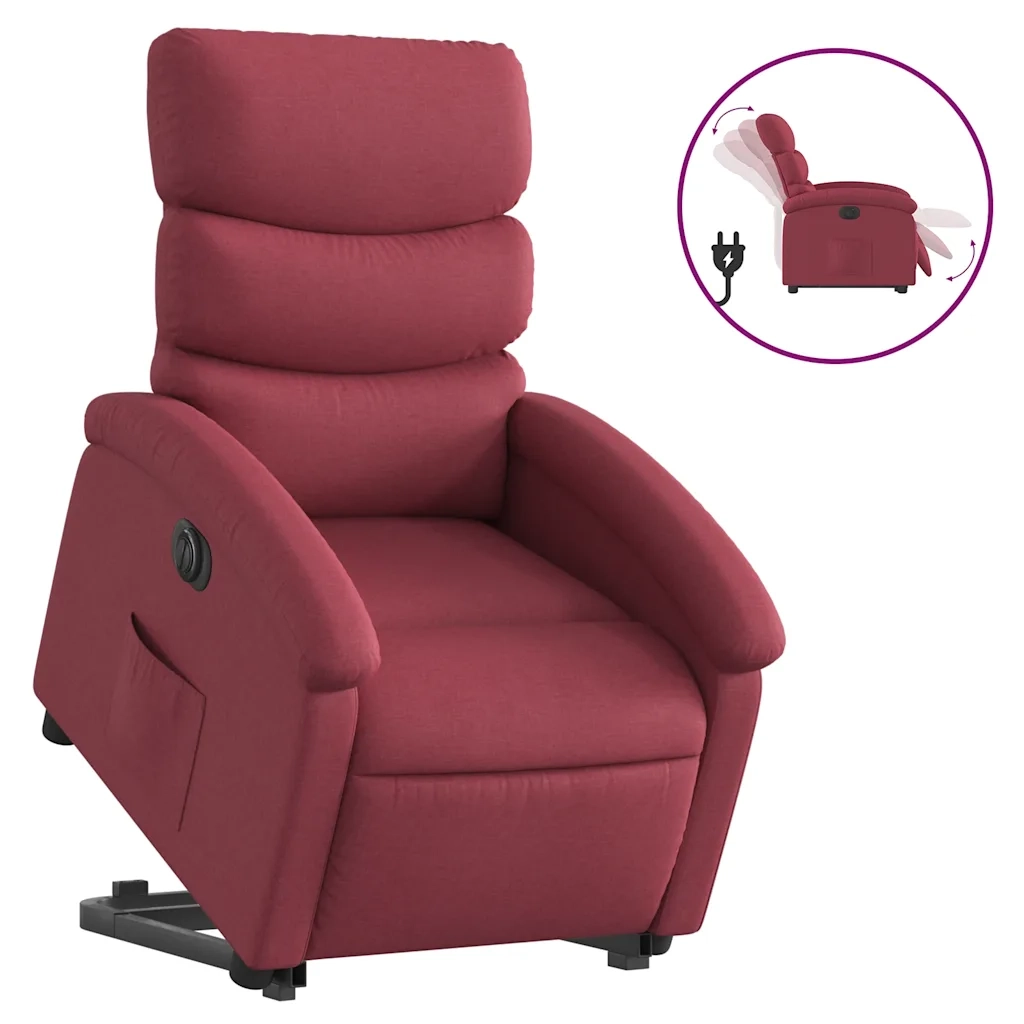 Poltrona Alzapersona Reclinabile Elettrica Rosso Vino Tessuto 3204005