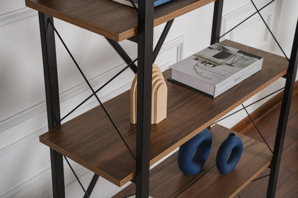 Libreria in legno "Elysian" - 90 x 33 x 180 cm - Noce canaletto