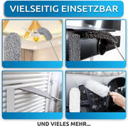 Piuma da polvere, estensibile a 2,45 m, set completo, spazzola con manico telescopico, pennello magico per tutti i tipi di superfici in tessuto, setole microfibra