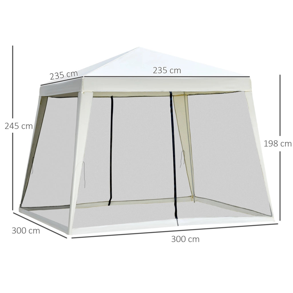 Gazebo da Giardino 3x3x2.35 m in Acciaio con Zanzariere Beige