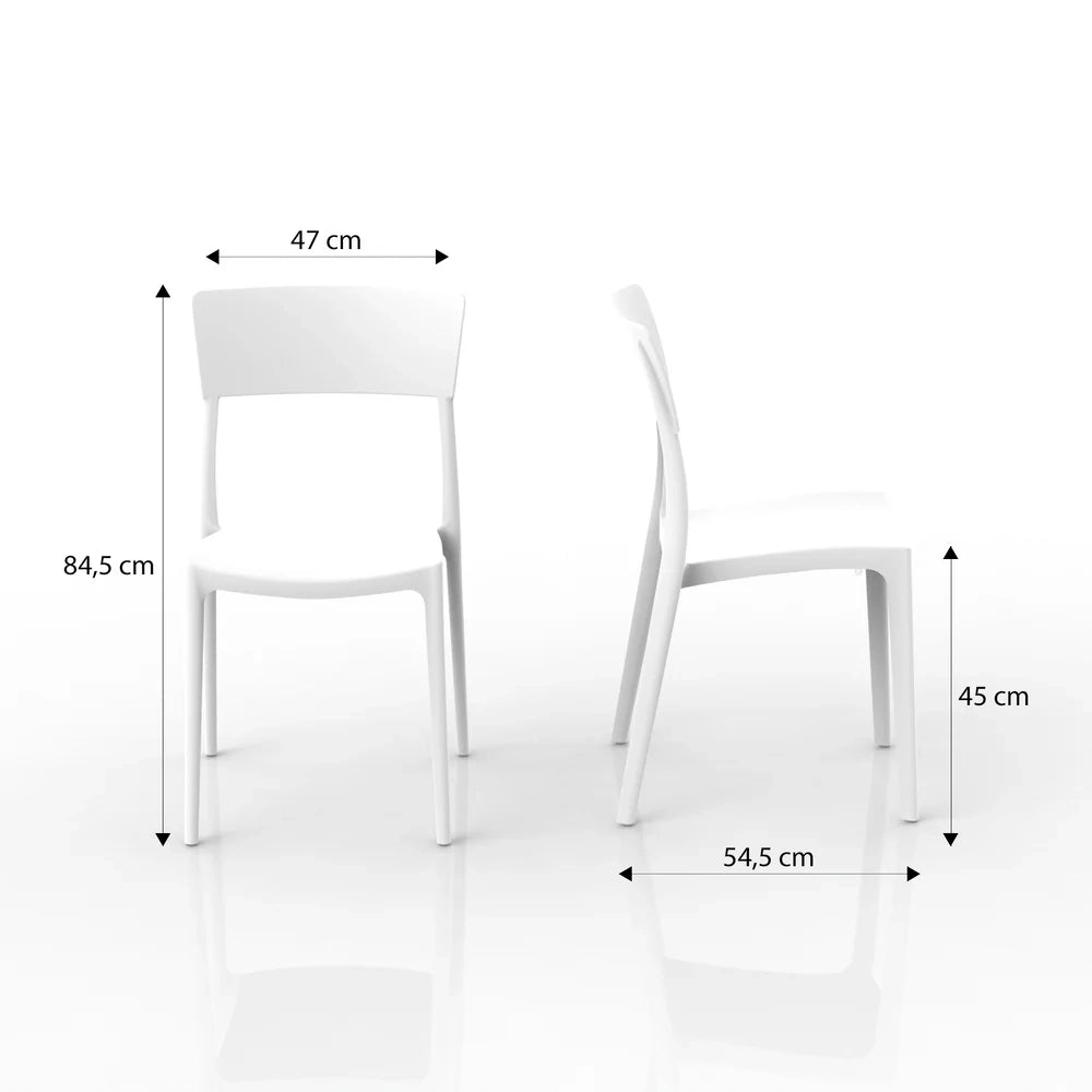 Sedia in polipropilene 100% Made in Italy ZEN, impilabile, resistente ai raggi UV, design moderno, ideale per sala da pranzo, cucina, sala d’attesa, bar, ristoranti o da esterno, colore Bianco
