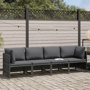 Divano da Giardino a 4 Posti con Cuscini-Sofa da Giardino-Divano da esterno in Polyrattan Grigio