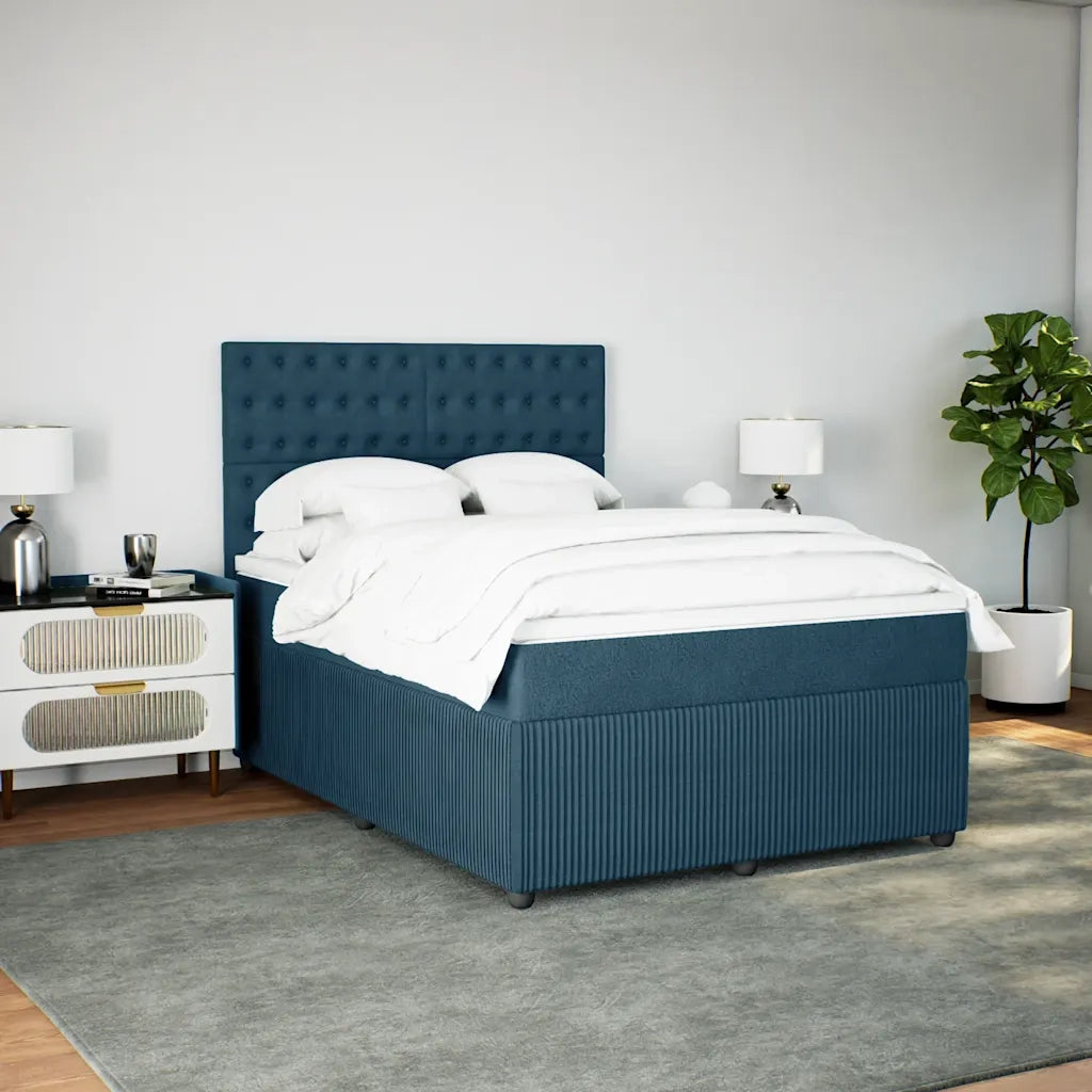 Giroletto a Molle con Materasso Blu Scuro 140x200 cm in Velluto