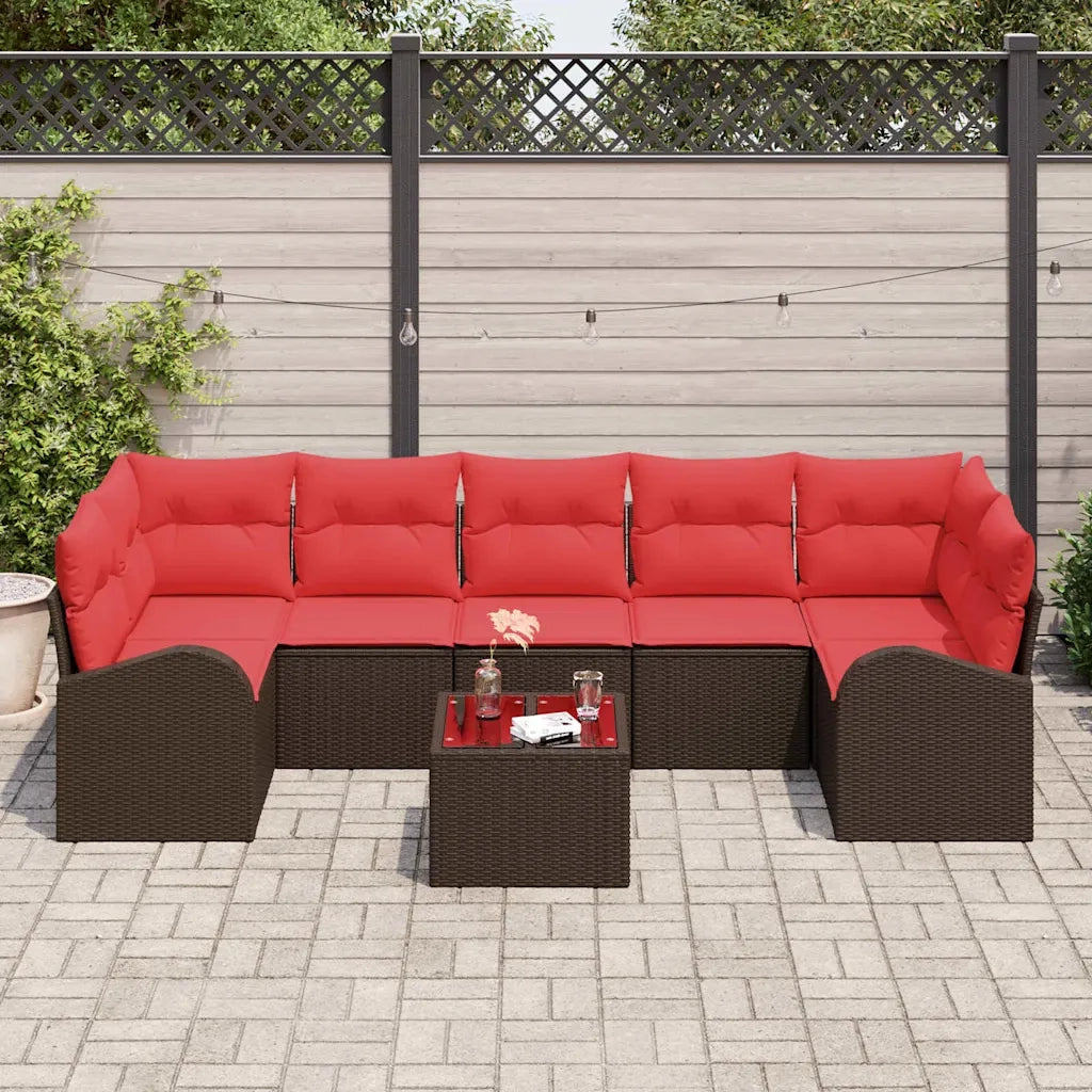 Set Divano da Giardino Marrone e Rosso 55 x 55 x 37 cm