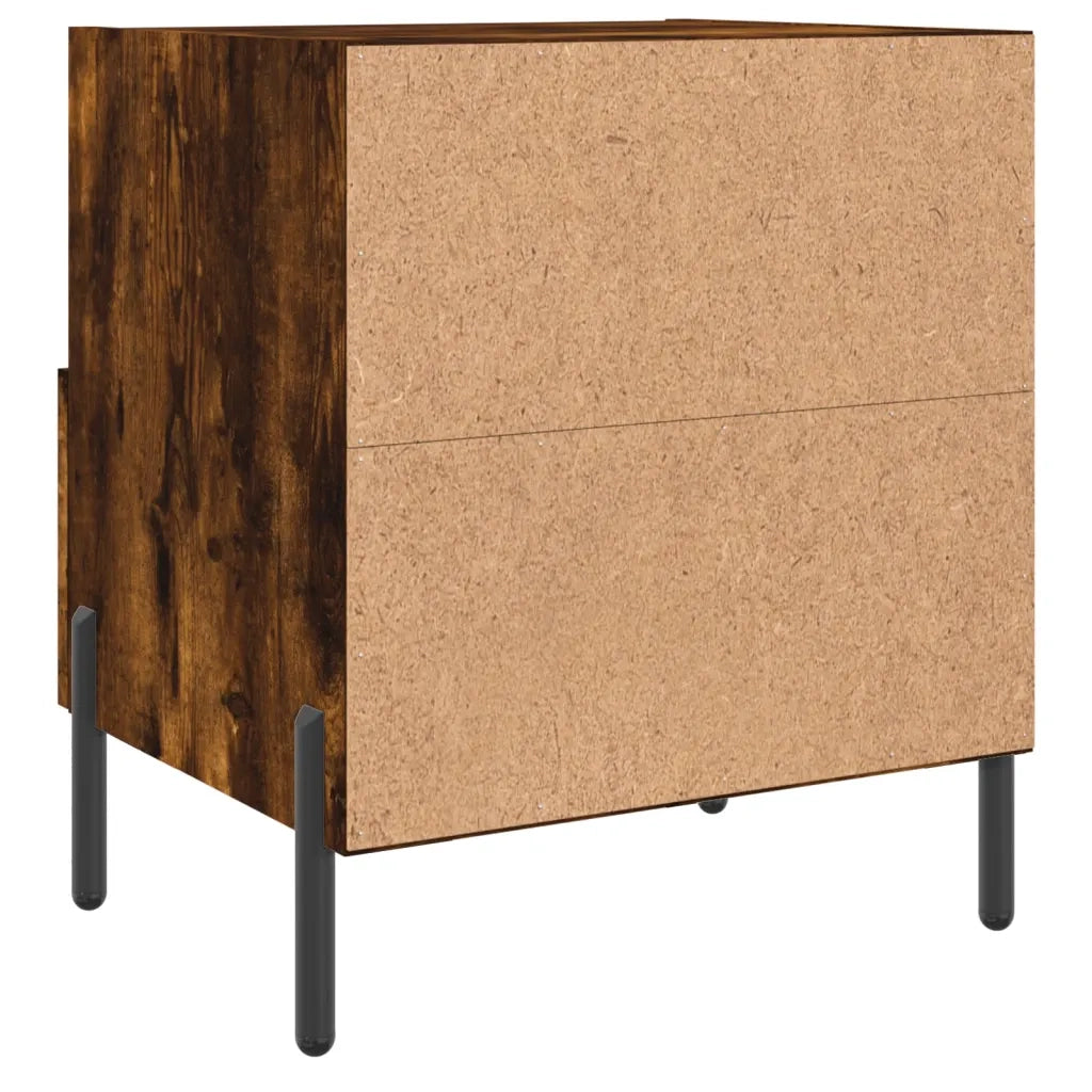 Set di 2 Comodini | Armadio da Notte | Mobiletto da notte Rovere Fumo 40x35x47,5 cm in Legno Multistrato