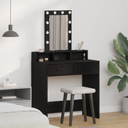 Tavolo da Trucco  con Luci LED, Nero Rovere, 79x41x140 cm