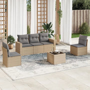 Set Divano da Giardino 6 pz con Cuscini Beige in Polyrattan 3251136